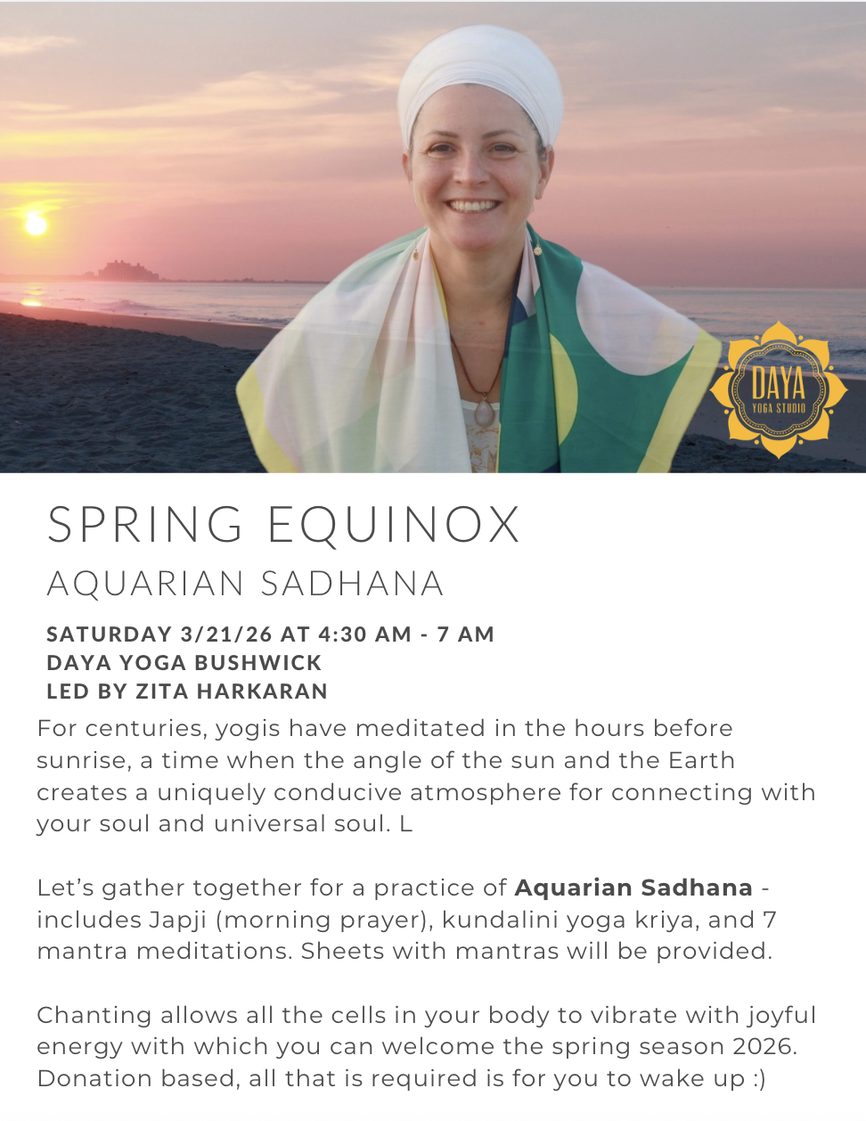 Sunrise Meditation: Spring Equinox Sadhana with Zita