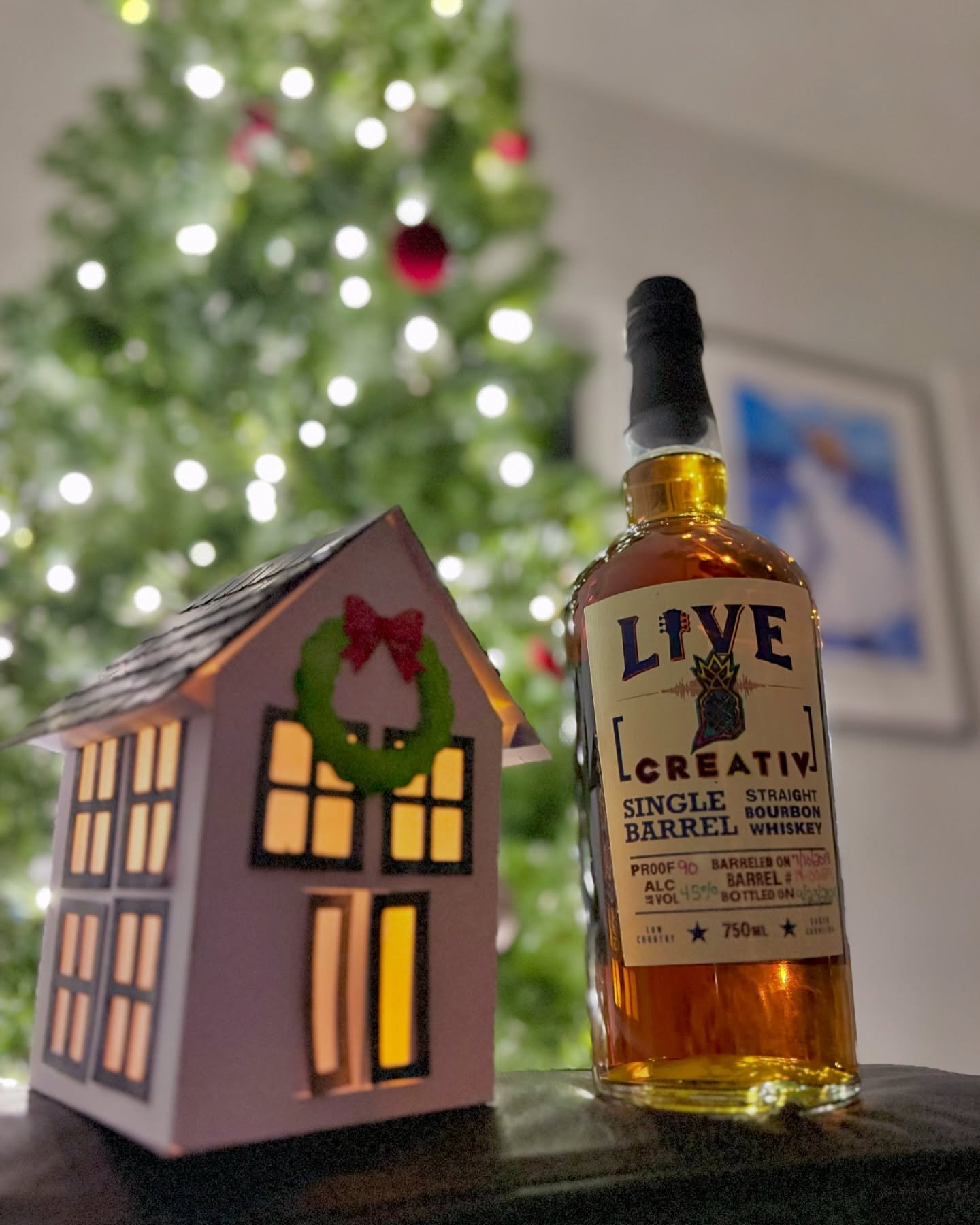 When the team unlocks next level creativity&hellip; A handmade gift card holder house and a one of a kind hand drawn, Creativ branded LIVE bourbon label (thanks, @tomandhuckdistillers!)!? We love.