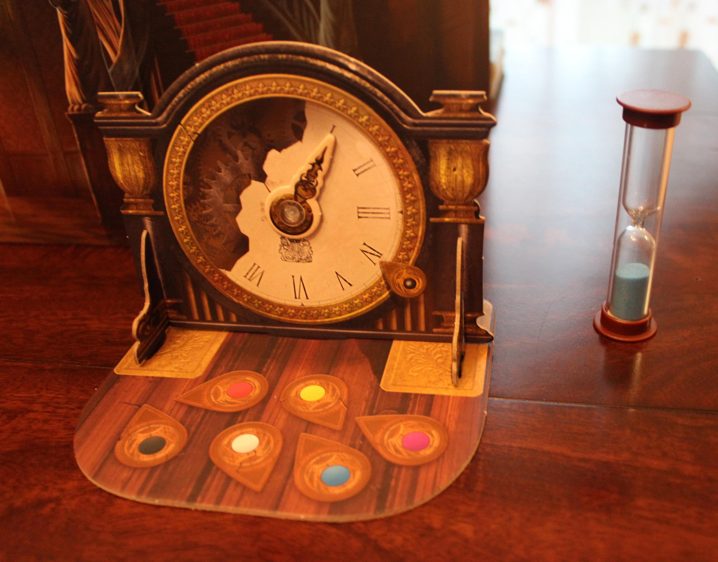 The clock that keeps track of rounds and the timer that tracks how long everyone has to guess their person/location/object.