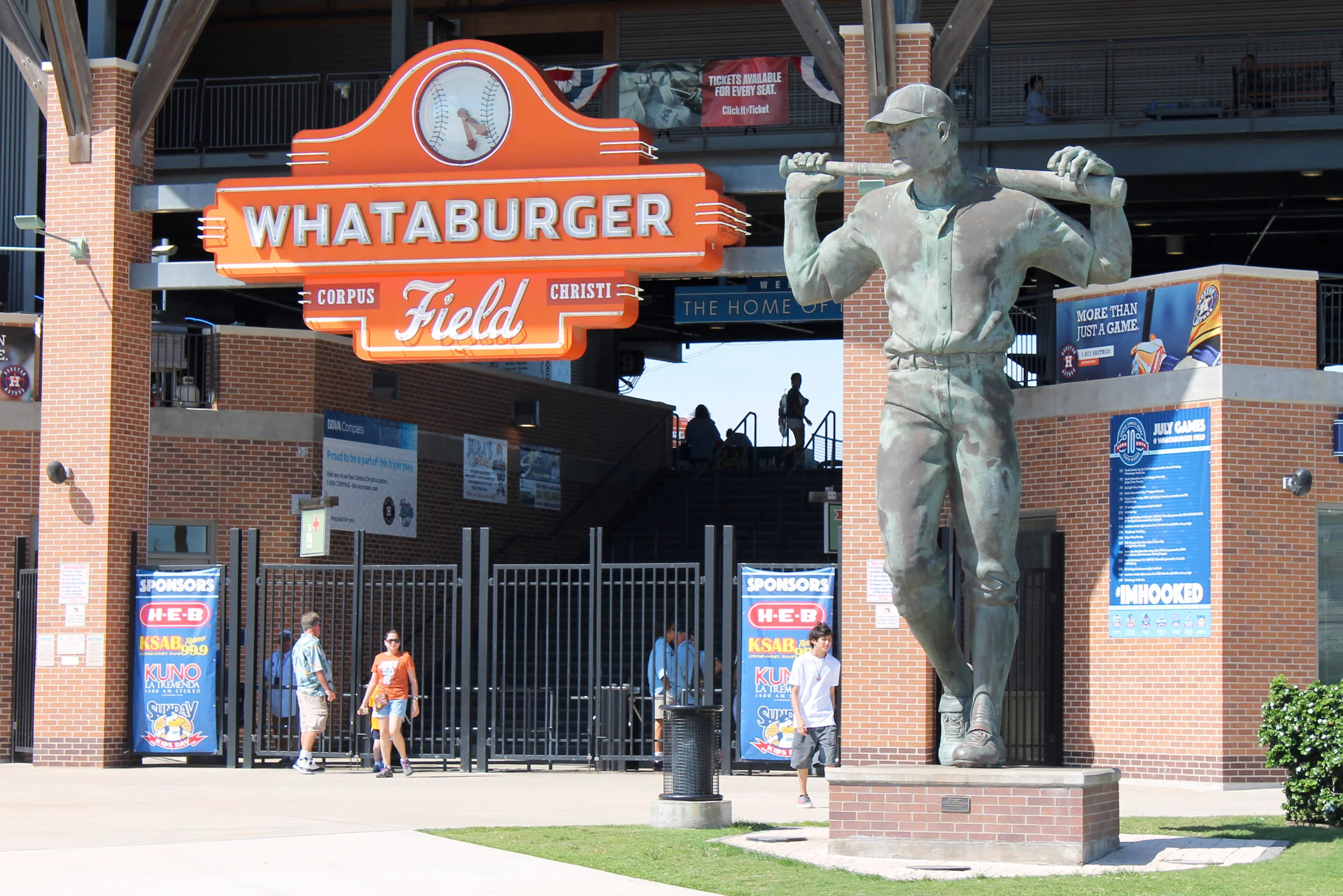Whataburger_Field_main_gate_and_statue_July_2014.jpg