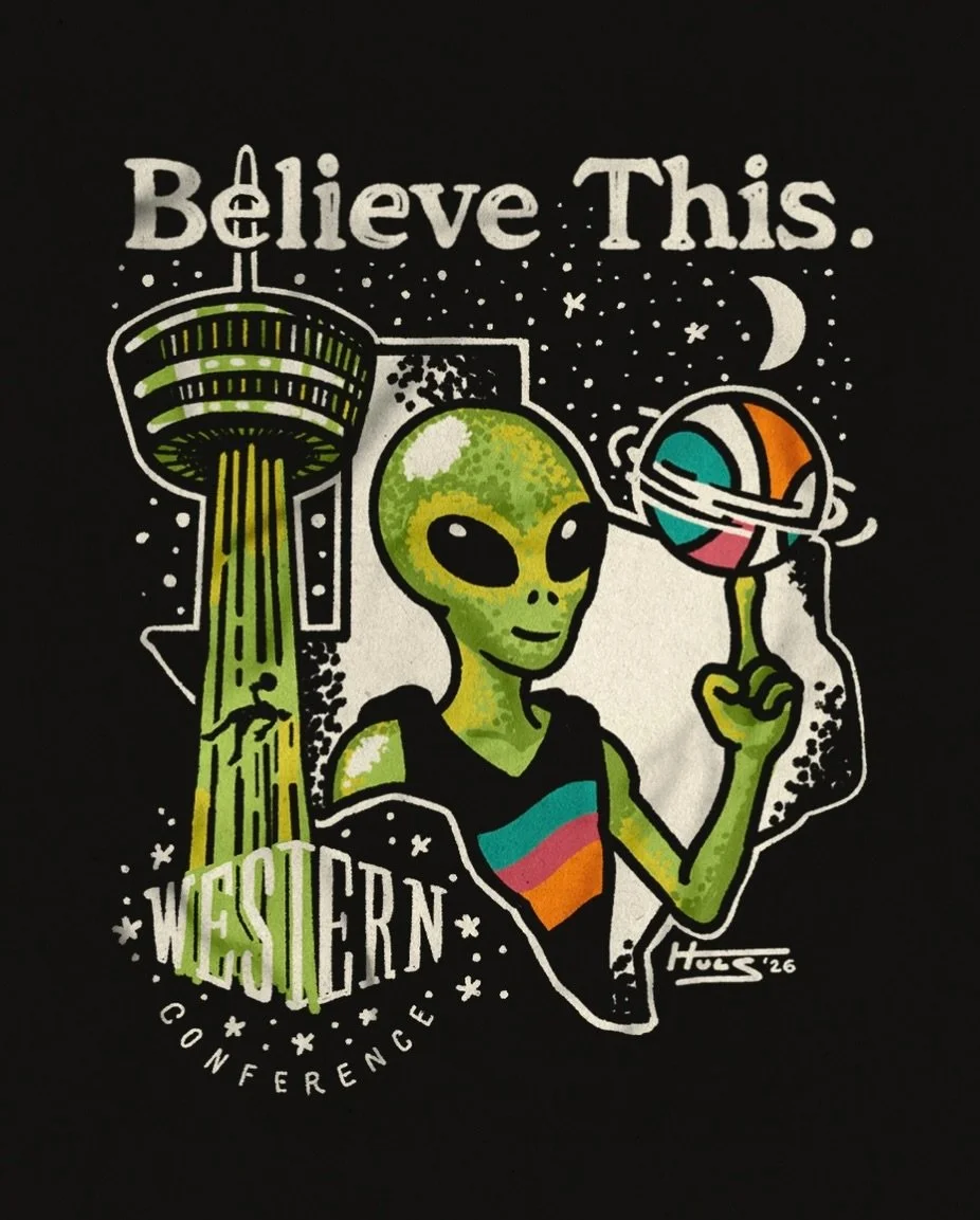 LET&rsquo;S RUN IT BACK IN BLACK 👽🏀

AREA 51 shirts and KEEP HONKING bumper stickers are live on our site. If you missed the first drop, this is a one day preorder today, so guarantee your merch now and GSG 💙🩷🧡

No A.I. was used in the making of