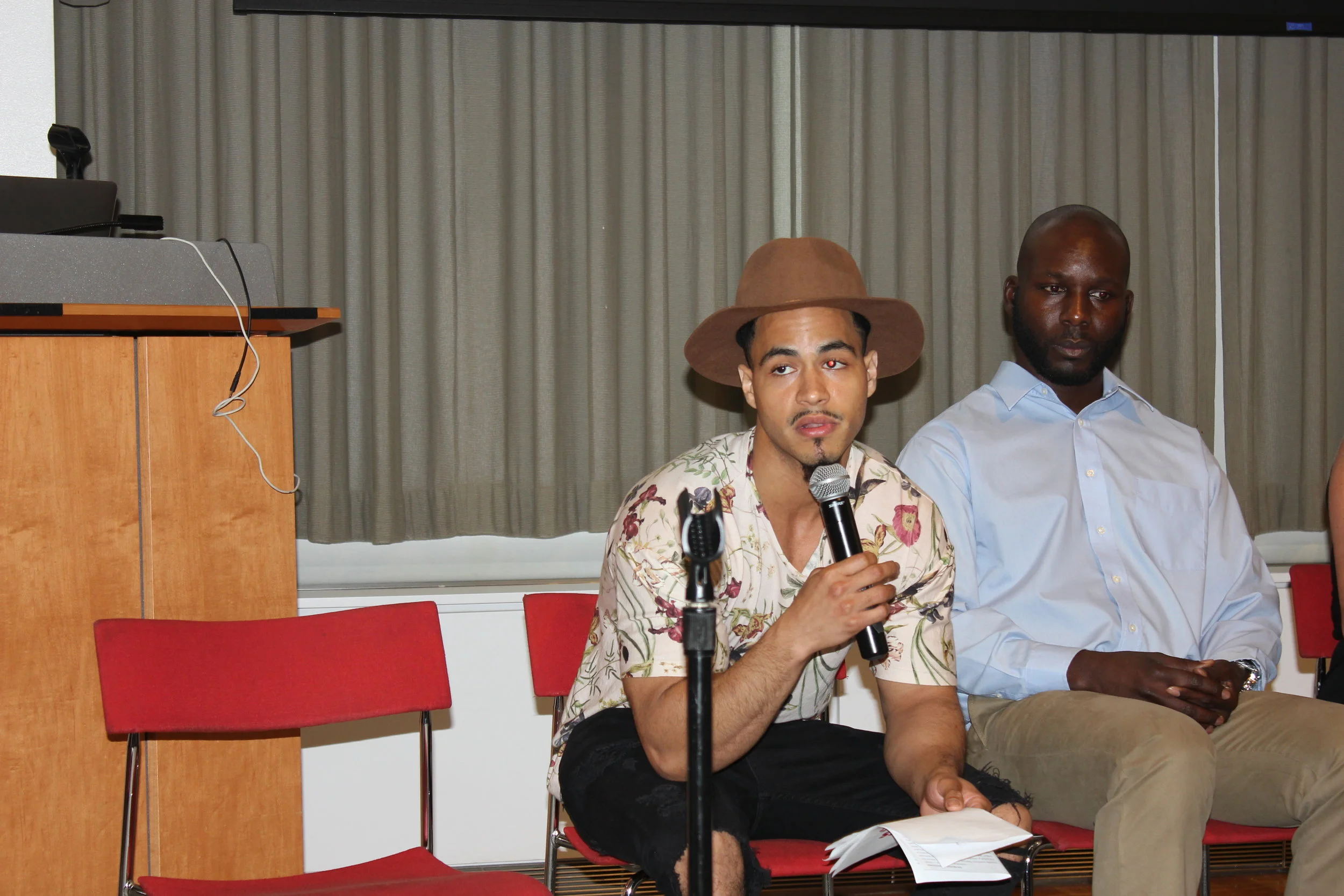 Vidal Guzman speaking at the Rikers Mass Story Lab