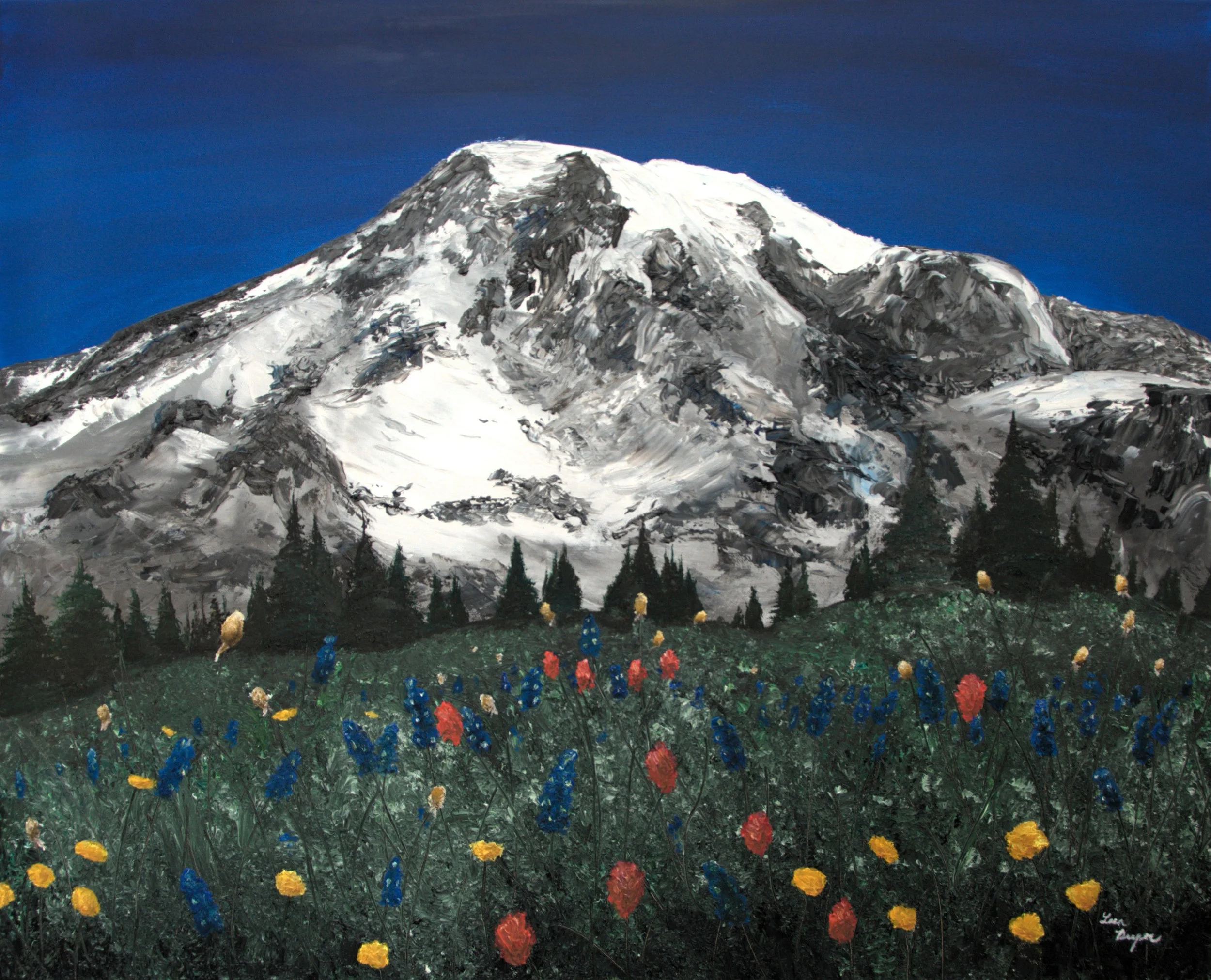 "Mt Rainier", Oil on stretched canvas