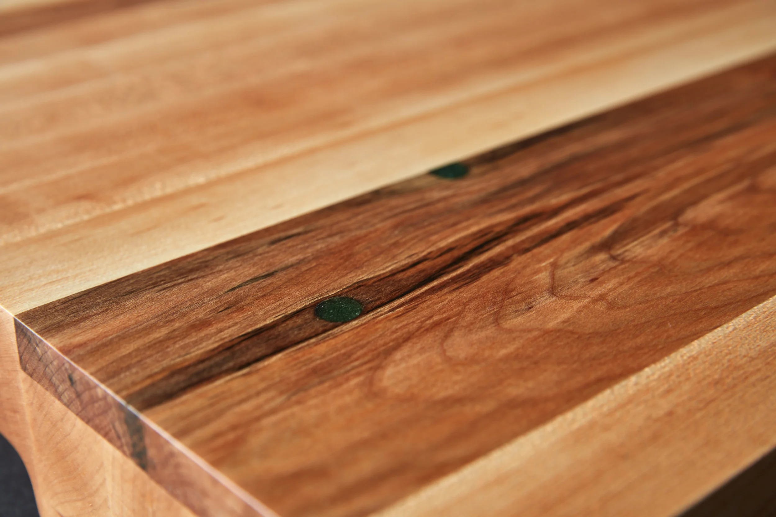 Custom Chopping Block Detail - Rock Maple, Sugar Taphole Maple - Appx. 17 x 23 x 2 1/2"