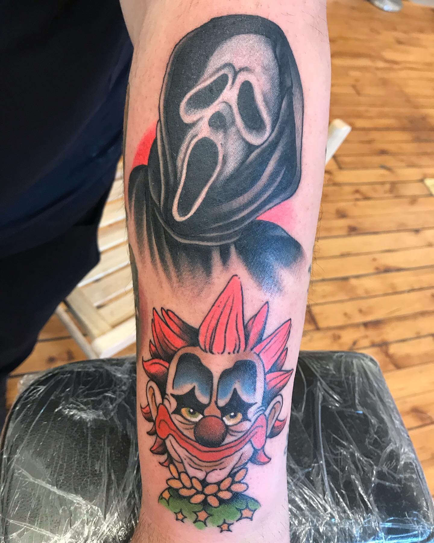 @shmebin412 and I had a trip down memory lane talking about these movies and the effect they had on our young minds. I think we turned out great. Thanks Big D! Made here at #threeriverstattoo #pittsburghtattooer