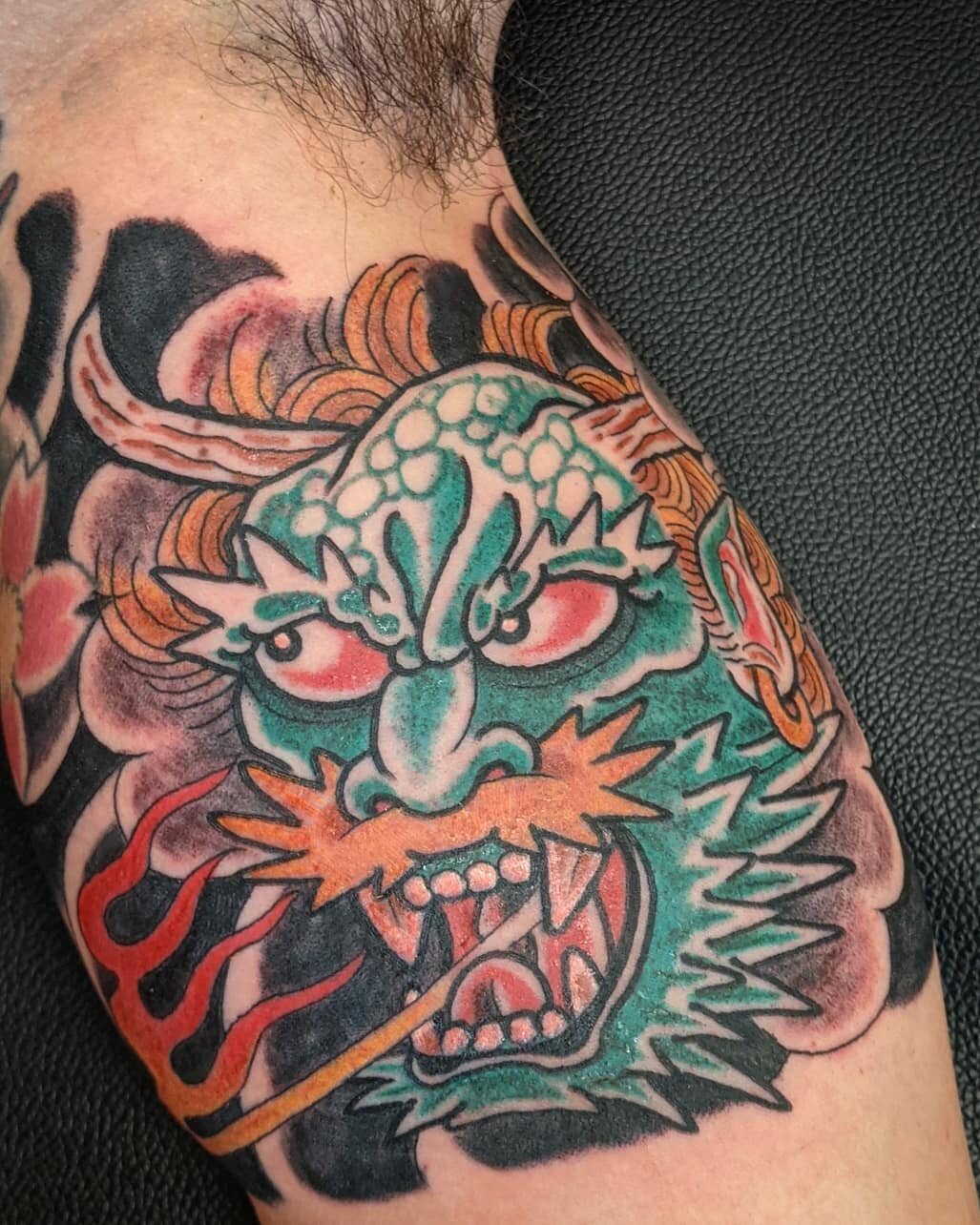 Oni head to go with Raiku on the outside, thank you Ross!

#threeriverstattoo #traditionaljapanese #traditionaltattoo #onitattoo #ogreisland 
#chromatattooink #humansushi