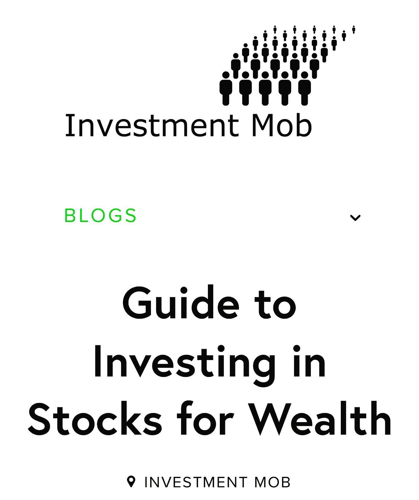 For the past 4 years Investment Mob has been helping the beginning investor turn into a Wall Street savvy trader through free content!!! Check out the latest article &ldquo;Guide to Investing in Stocks for Wealth&rdquo; at investmentmob.com