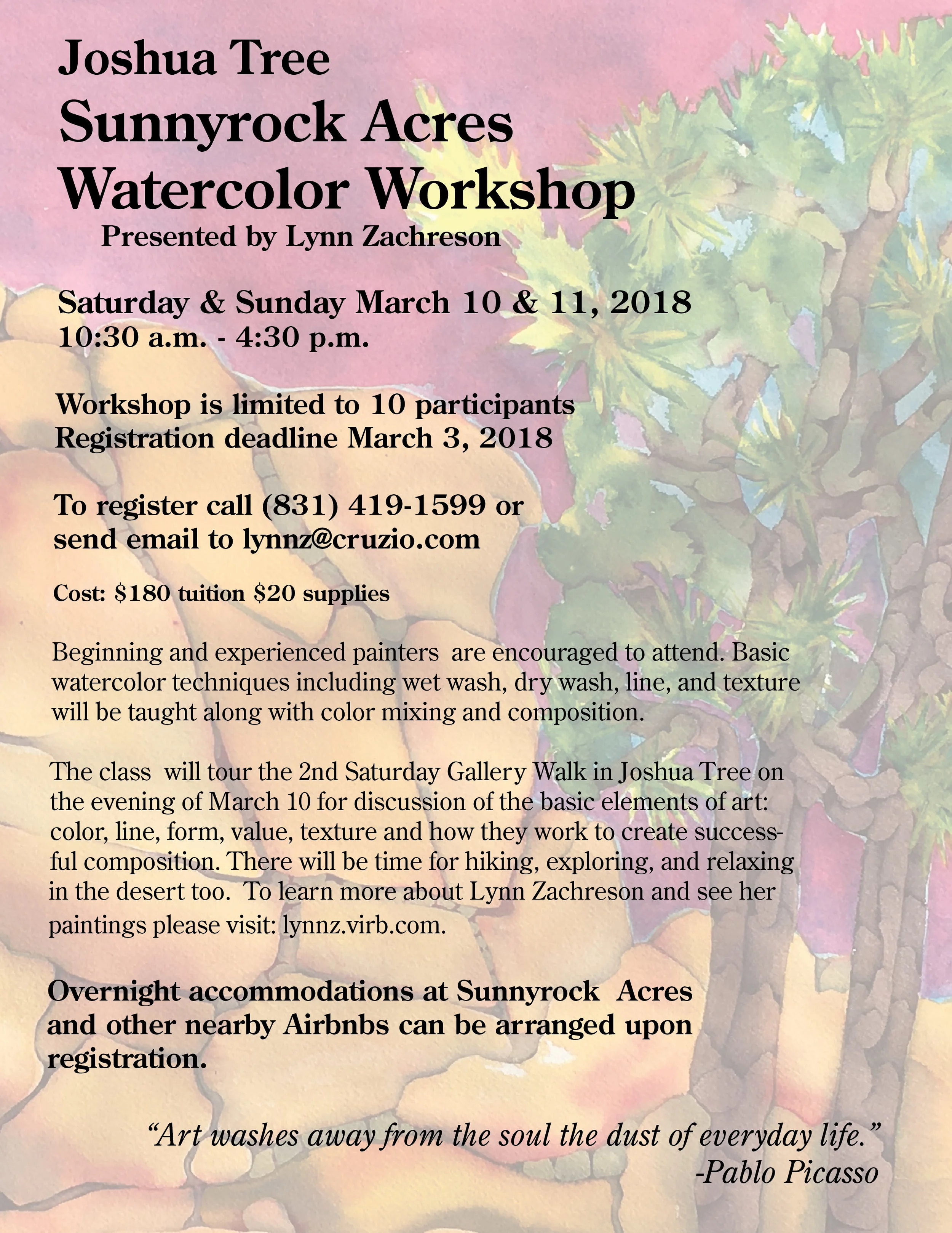 Sunnyrock Acres Watercolor Workshop with Lynn Zachreson 