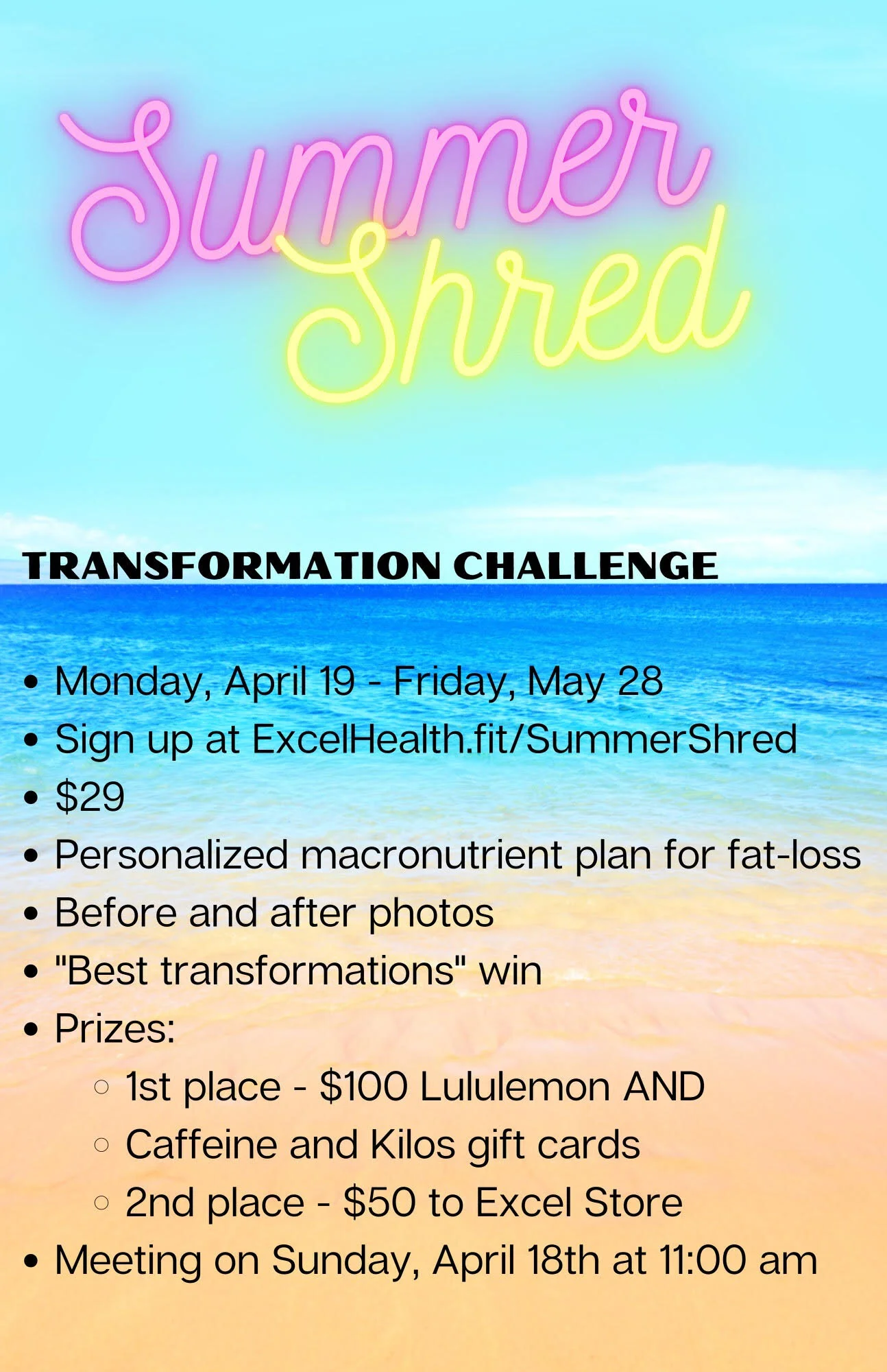 Summer Shred Challenge — Excel Health and Fitness
