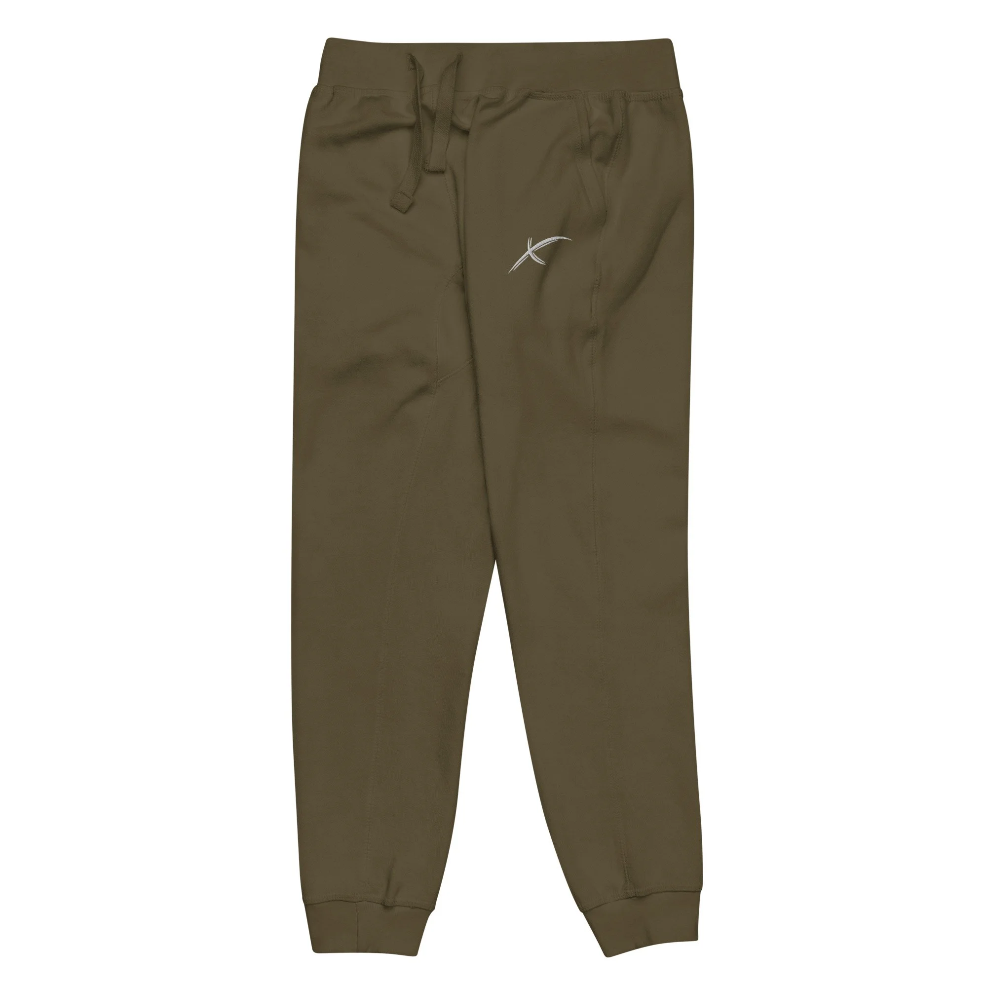 unisex-fleece-sweatpants-military-green-front-left-67ccf48e7c285.jpg