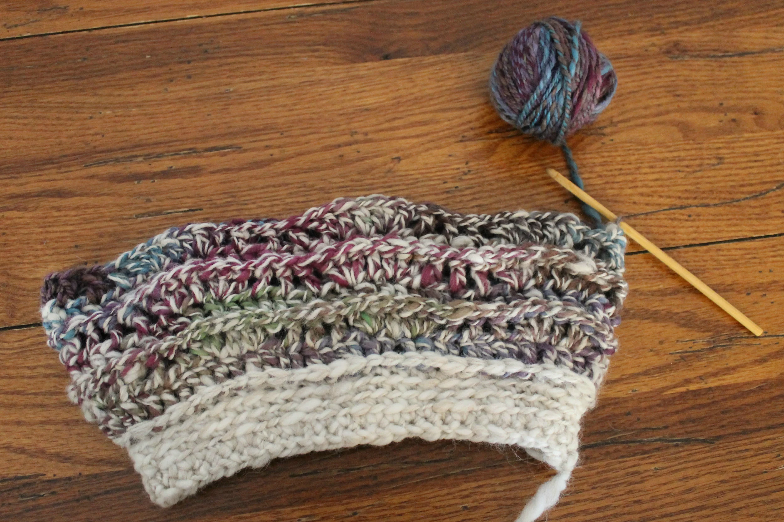 18" hat after Row 6 of the Slouch is complete 