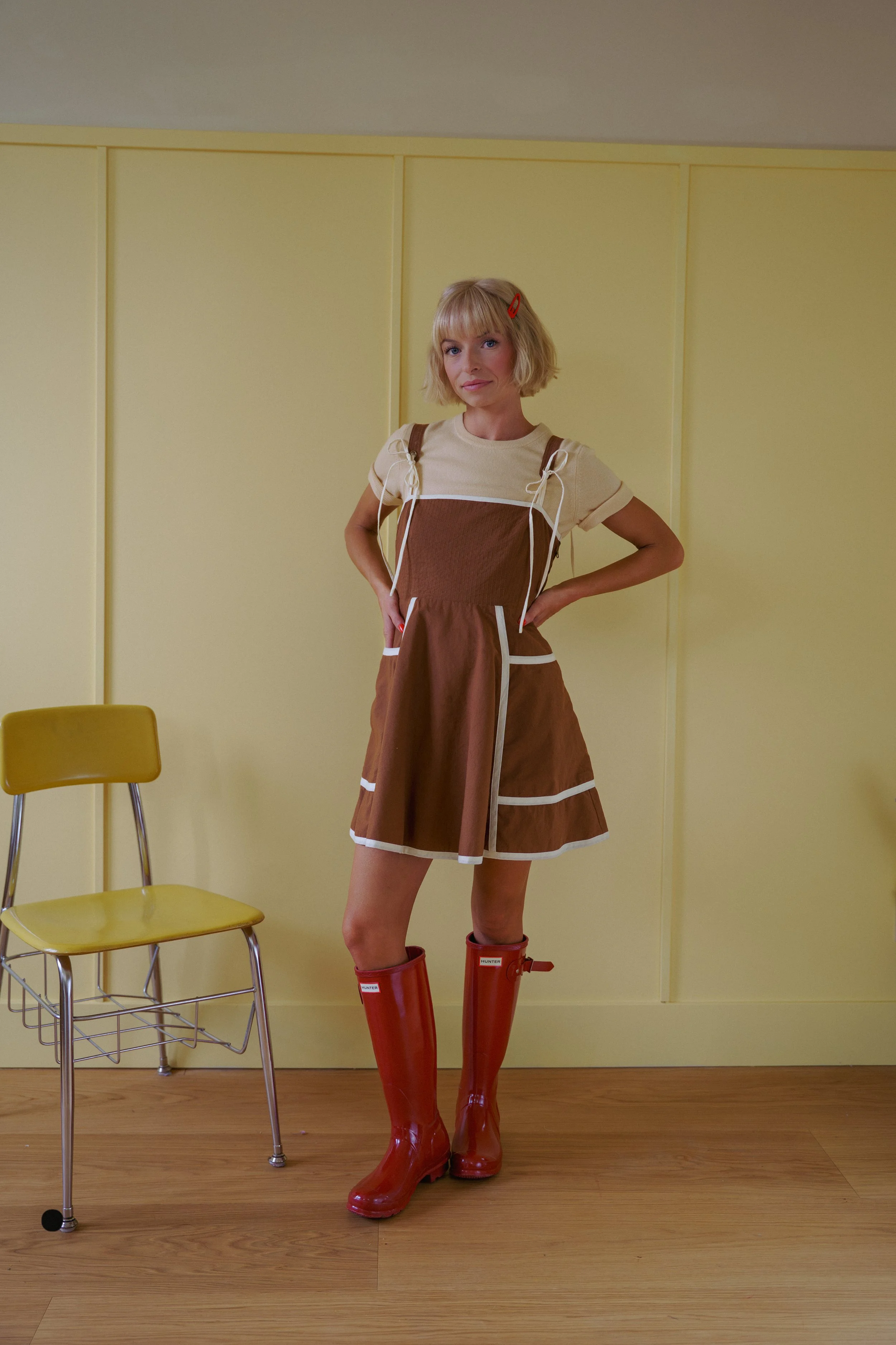 The Jane Dress in Saddle Brown and Natural - PREORDER