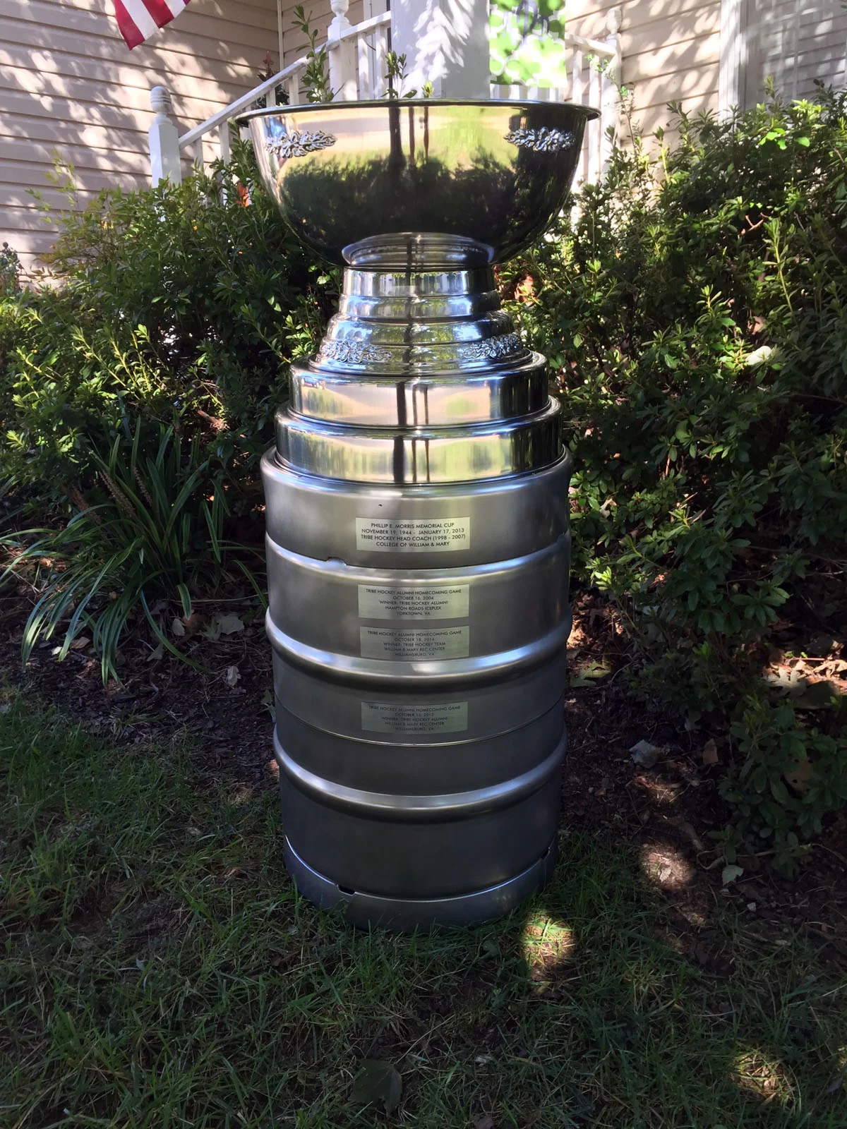 The Phillip E. Morris Memorial Cup is awarded to the winner of the annual alumni game over Homecoming weekend.