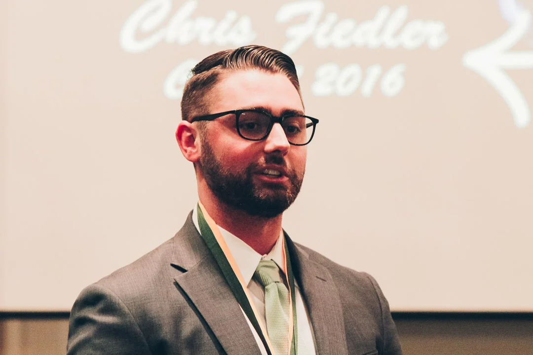 Chris Fiedler ’16, a dedicated team leader and past president, was inducted into Tribe Hockey's Hall of Fame.