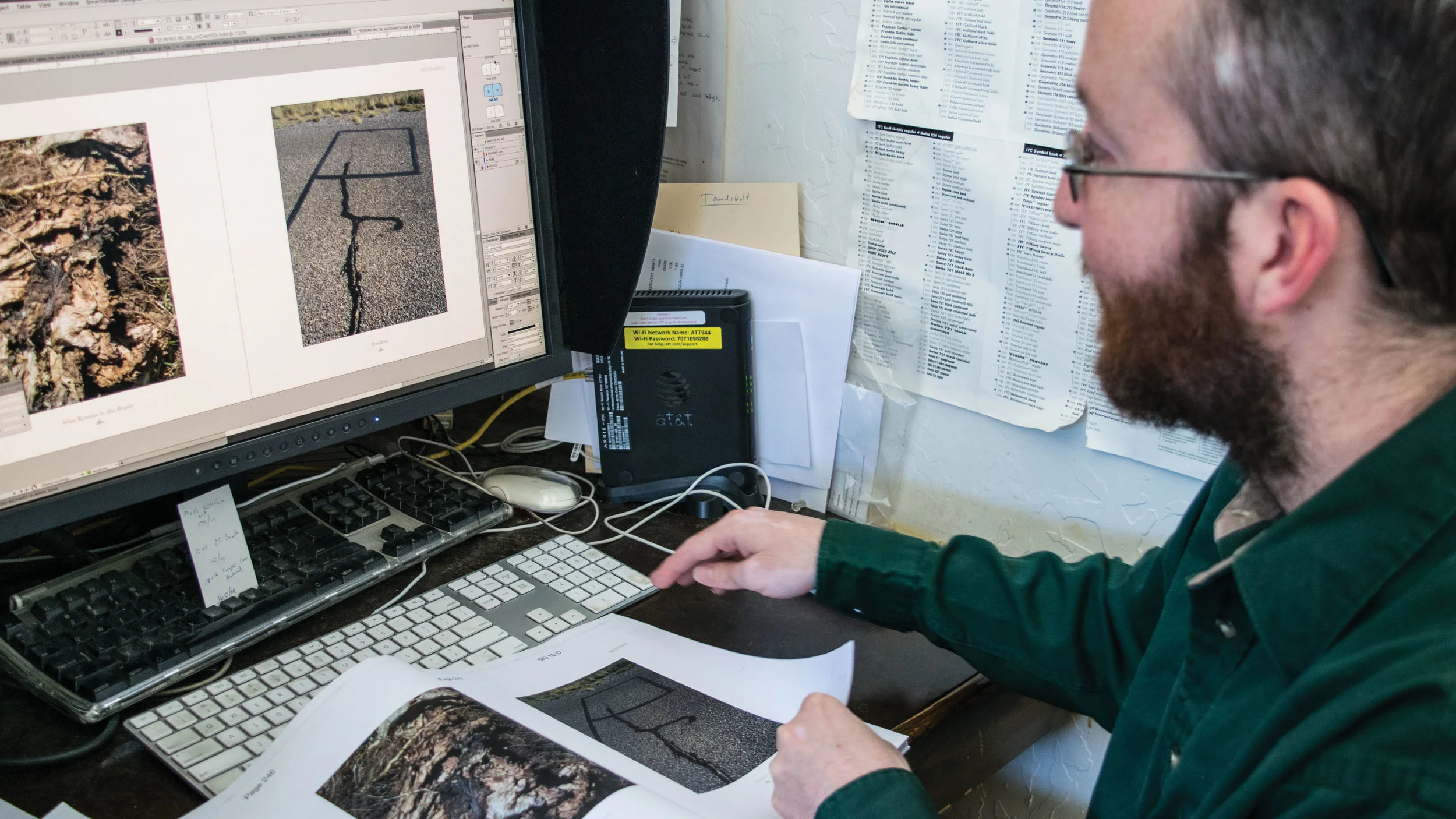 Checking pagination of the printed proof. 