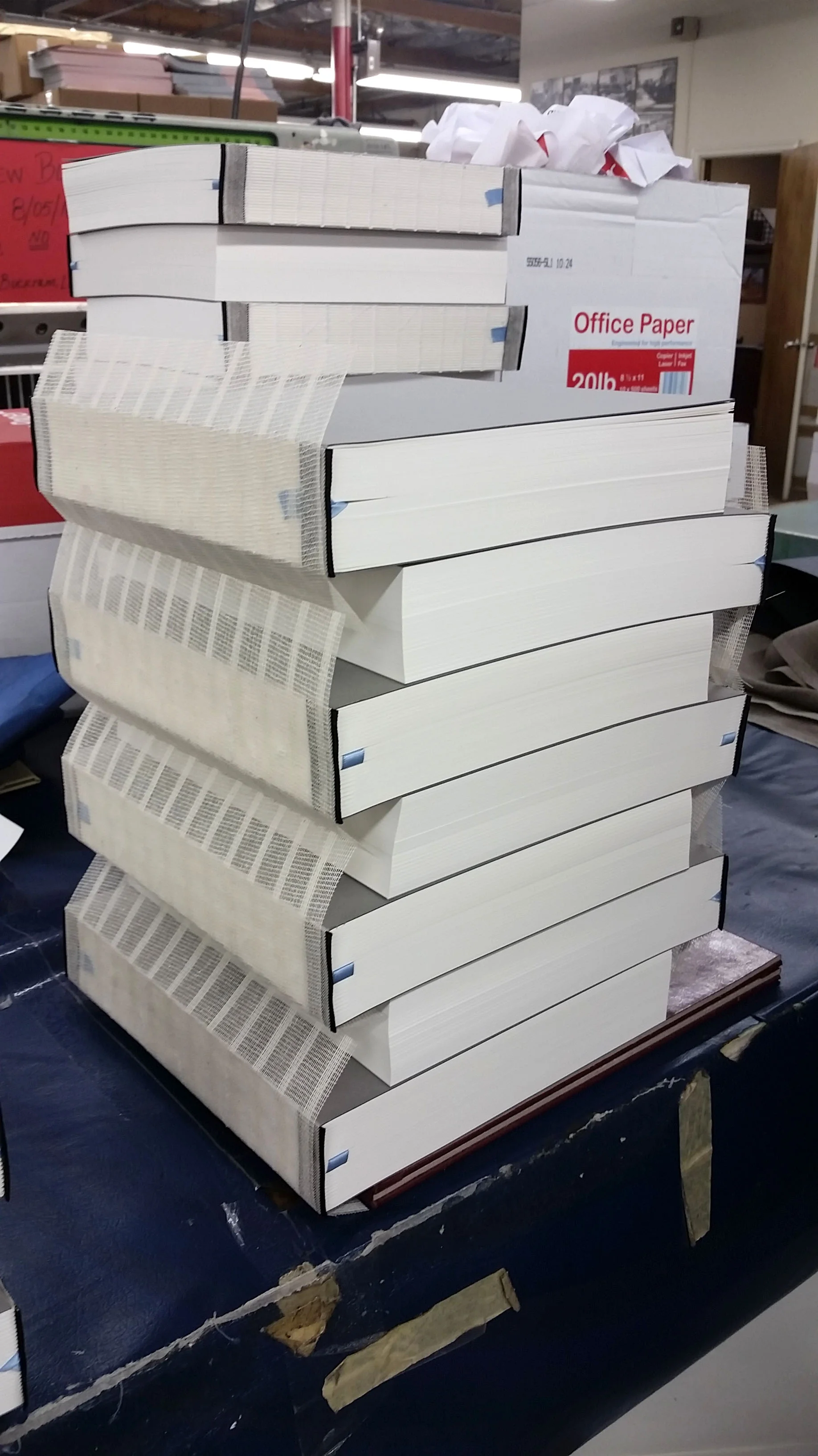 The completed book blocks awaiting covers. 
