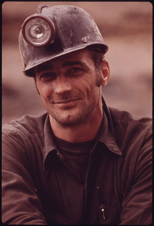 Caption: One of a series of portraits of miners waiting to go to work on the 4 P.M. to midnight shift at the Virginia-Pocahontas coal company mine. Photographer: Jack Corn Date Created: 1974 April