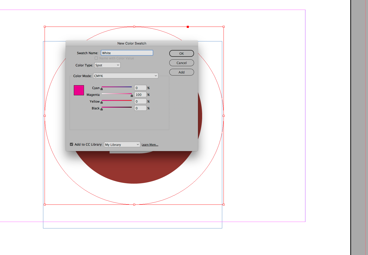 Creating a White swatch in the swatches panel.