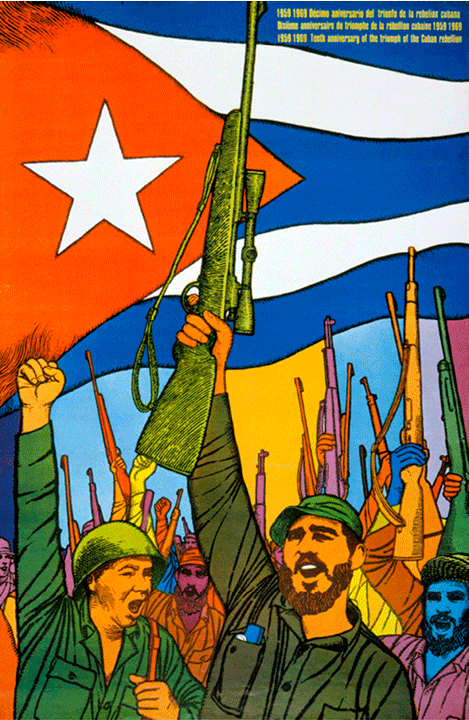Anniversary of the Rebellion poster, Felix René Mederos Pazos, Cuba, 1969 The Cuban Revolution was an uprising conducted by the 26th of July Movement and allies against the authoritarian government of U.S.-backed president Fulgencio Batista. Batista was a widely unpopular politician who, with financial, military, and logistical support from the United States, staged a coup, and then proceeded to suspend the Cuban Constitution and revoke political liberties from civilians, including the right to strike. He censored the media and utilized secret police to torture and execute communists, killing an estimated 20,000 people. From 1953 through 1958 the rebels, assisted by Che Guevara and unified under Fidel Castro, fought to overthrow Batista until they succeeded in December 1958.