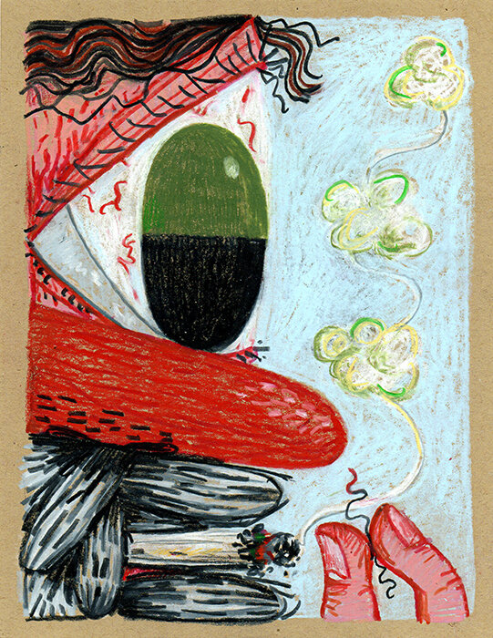  Death and Taxes, 2021   Crayon on Muscletone   11 x 8 1/2 inches 