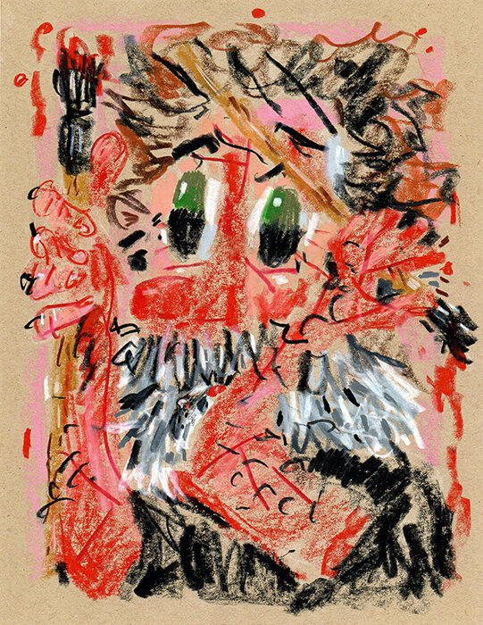  Meat and Potatoes, 2021   Crayon on Muscletone   11 x 8 1/2 inches 