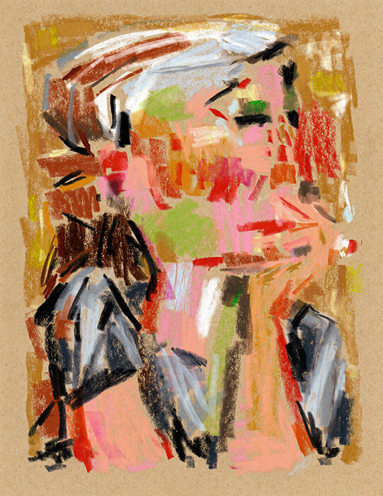  Waiting, 2021   Crayon on Muscletone   11 x 8 1/2 inches 