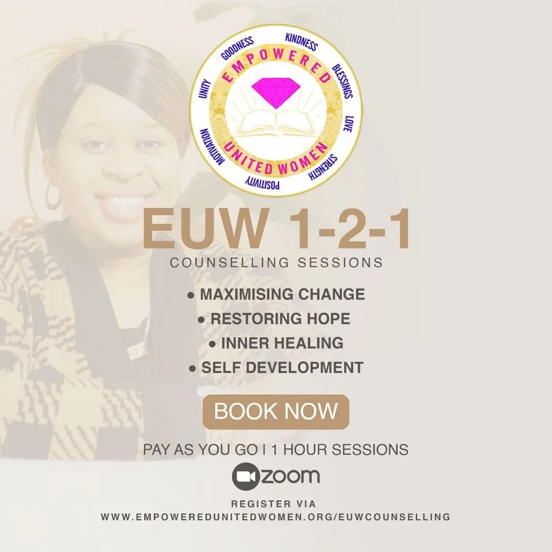 EUW 1-2-1 COUNSELLING SESSIONS 👩&zwj;💻✔🤗❤
BACK WITH A DIFFERENCE.

Here at EUW I cover a wide range of areas such as our faith, anxiety, low self confidence, family issues, emotional trauma/abuse, internal conflict, relationships and depression to