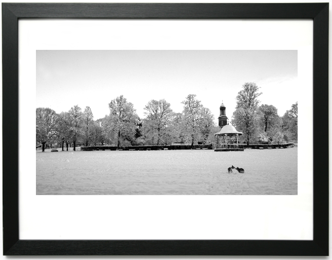Framed prints of Shrewsbury. Bandstand Quarry Snow 5