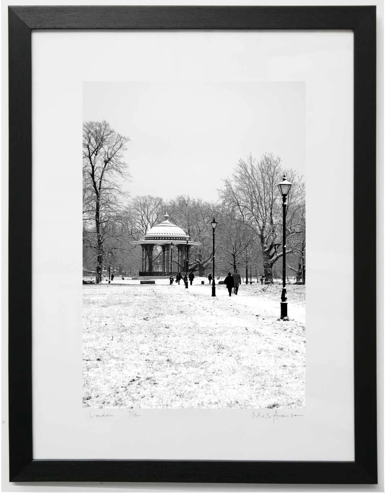 Print of Clapham Common bandstand.