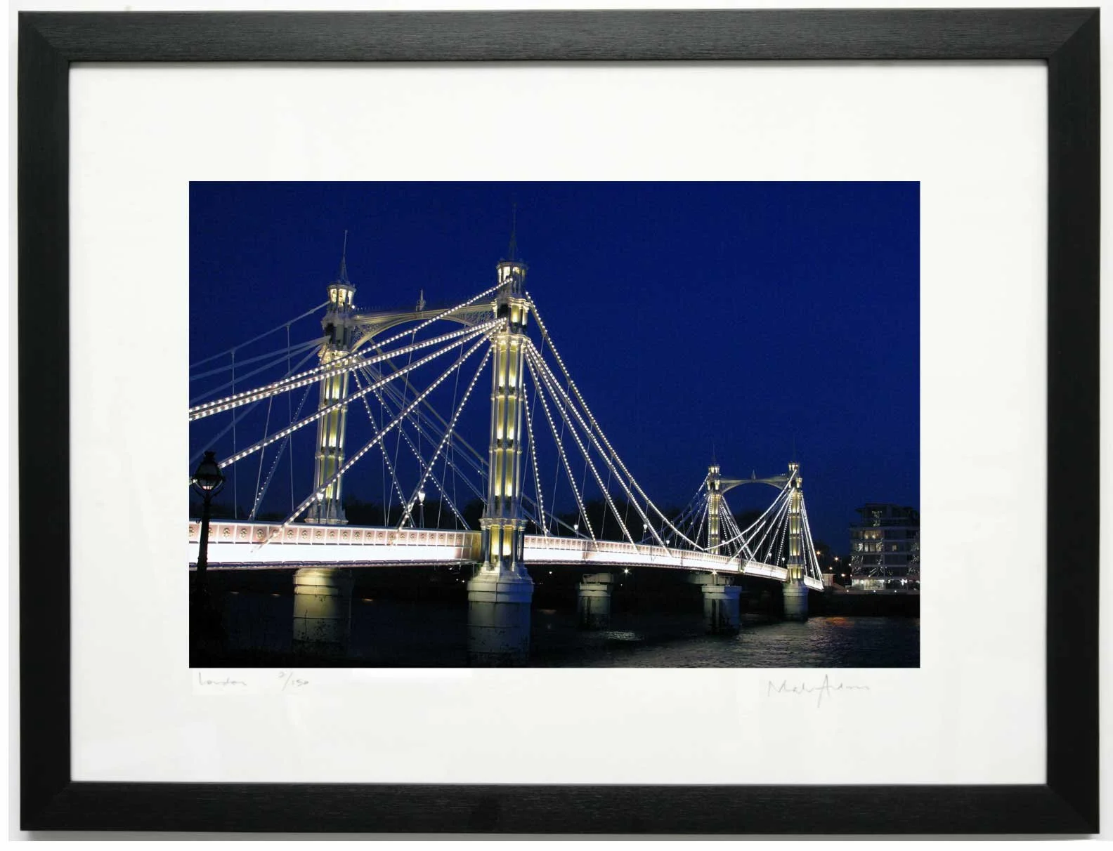 Framed colour print of Albert bridge London.