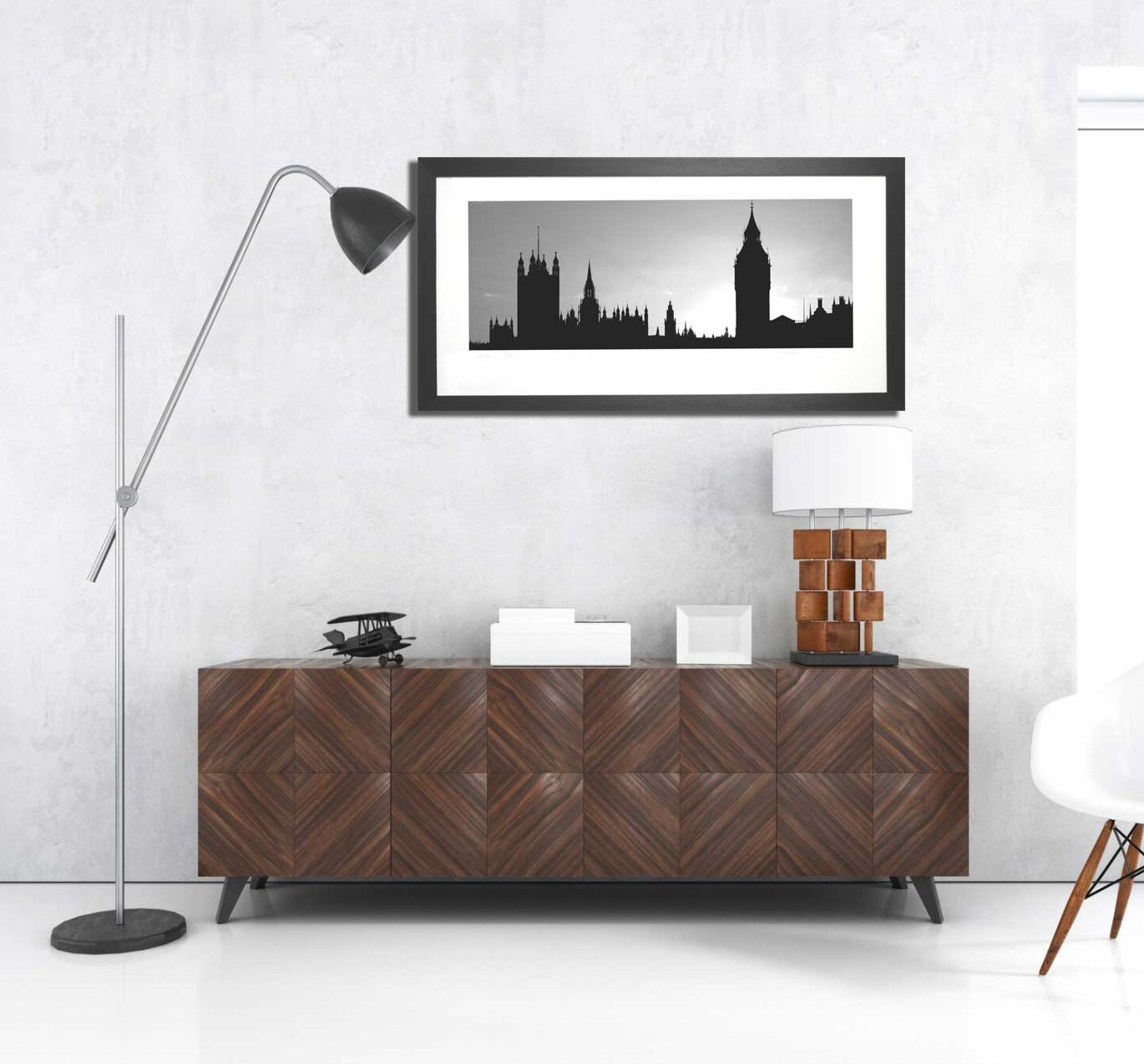 Black and white Panoramic print of London