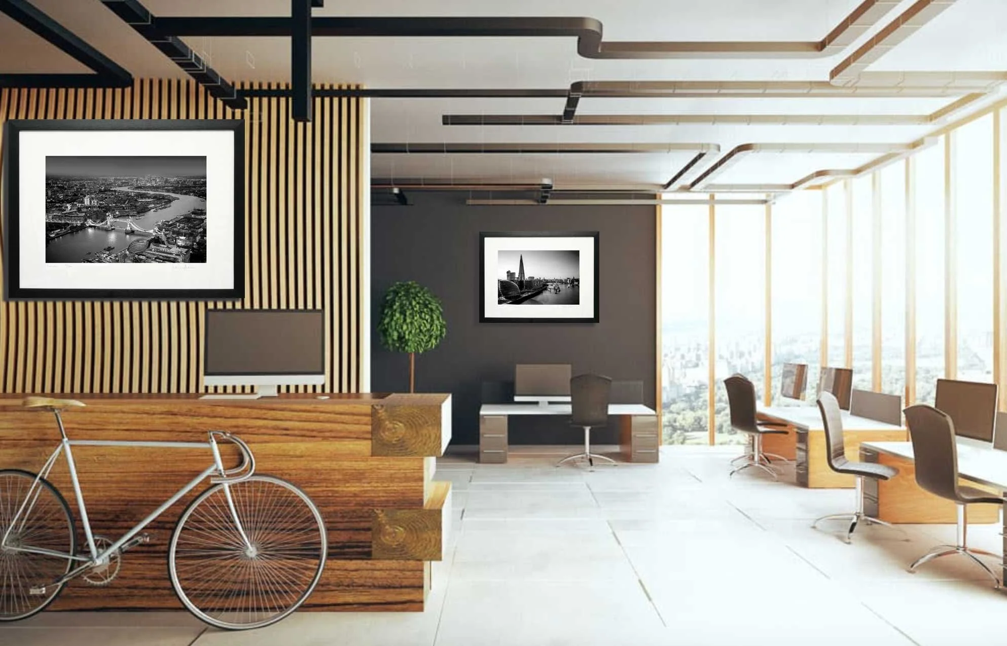 Black and white prints prints of London for an office