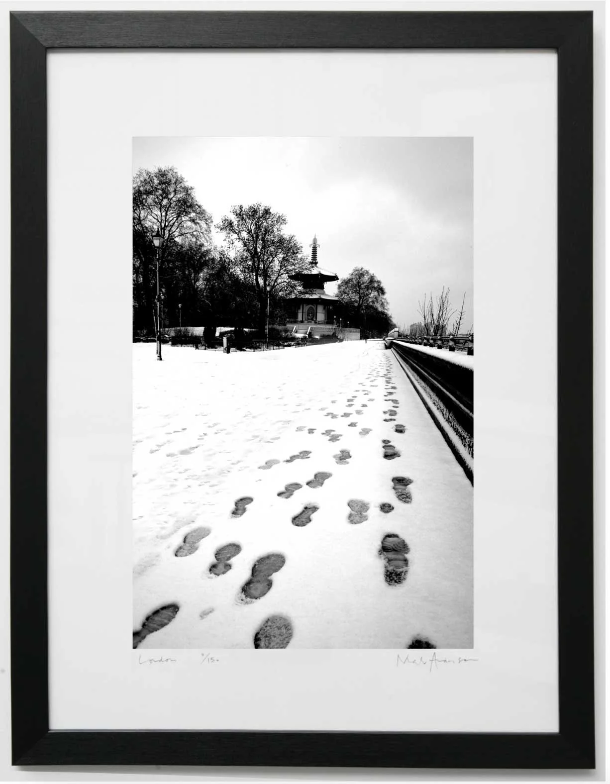 Print of Battersea Park in the snow