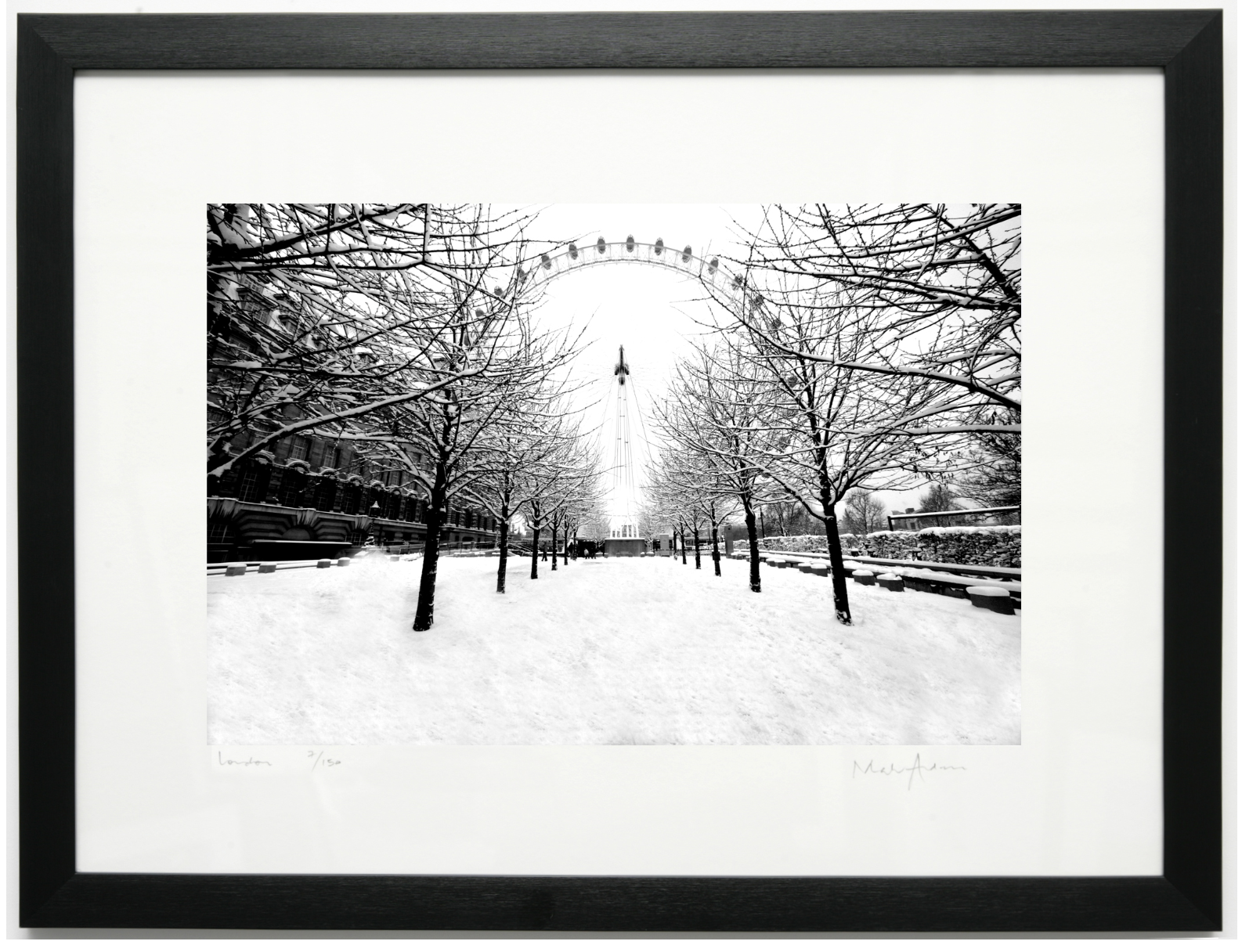 Print of London Eye in the snow