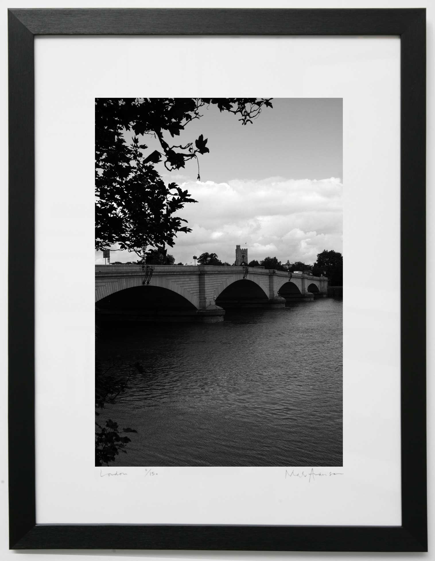Black and white print of Putney Bridge, London
