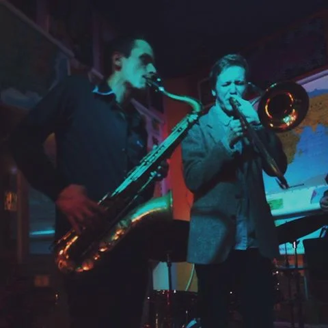 Playing alongside Andy Clausen at the Racer Sessions last Sunday. To listen to the music being made while this photo was taken, click HERE and click on IMPROV 1.