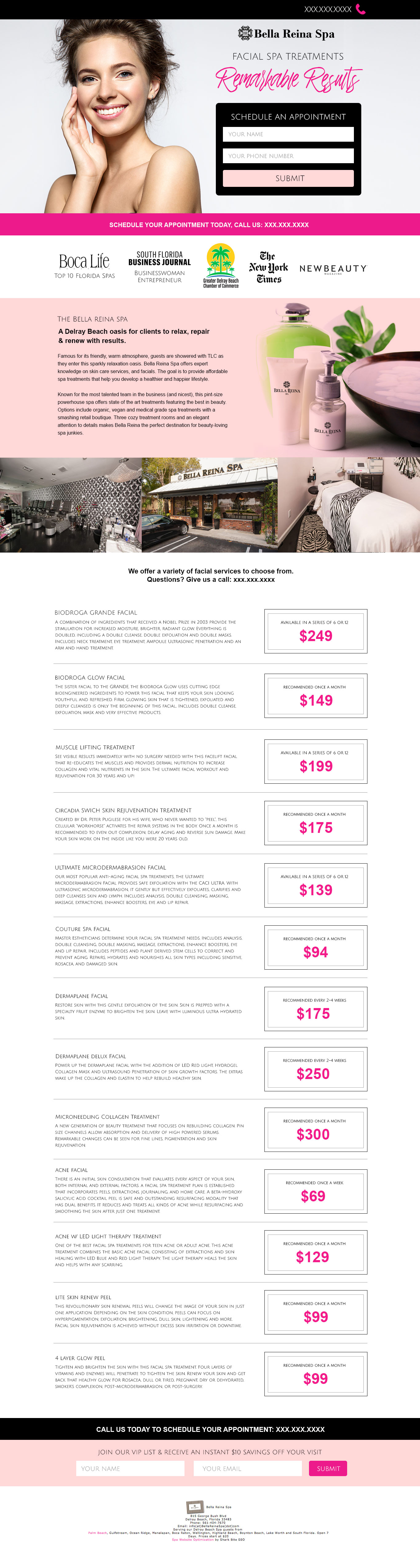 Bella Reina Spa - Landing Page Design