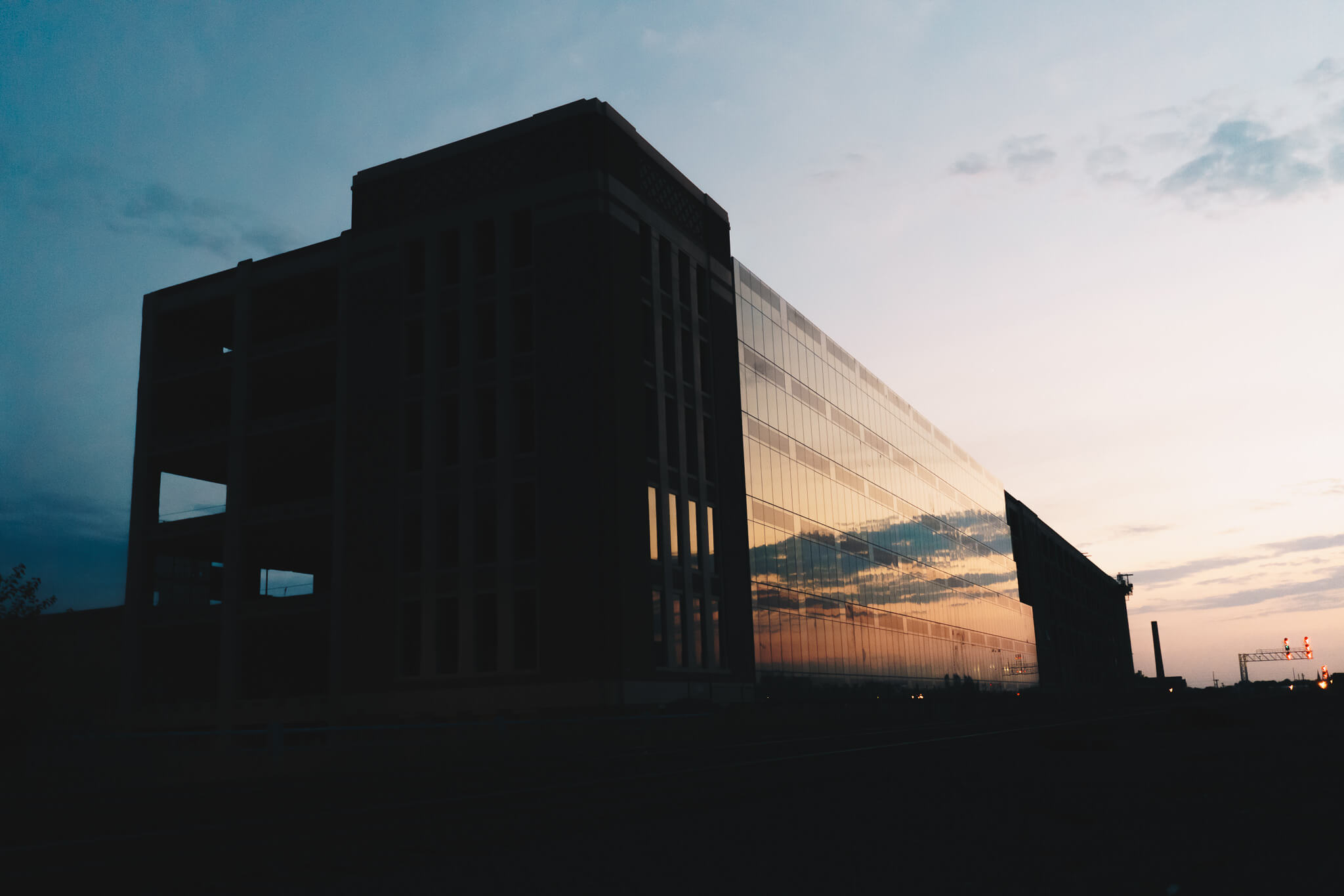 Studebaker Building 84 No. 2 A July 2018 photograph of Studebaker Building 84, the main assembly plant of the former automaker’s sprawling South Bend Plant 1, halfway through a multi-million dollar facade renovation.