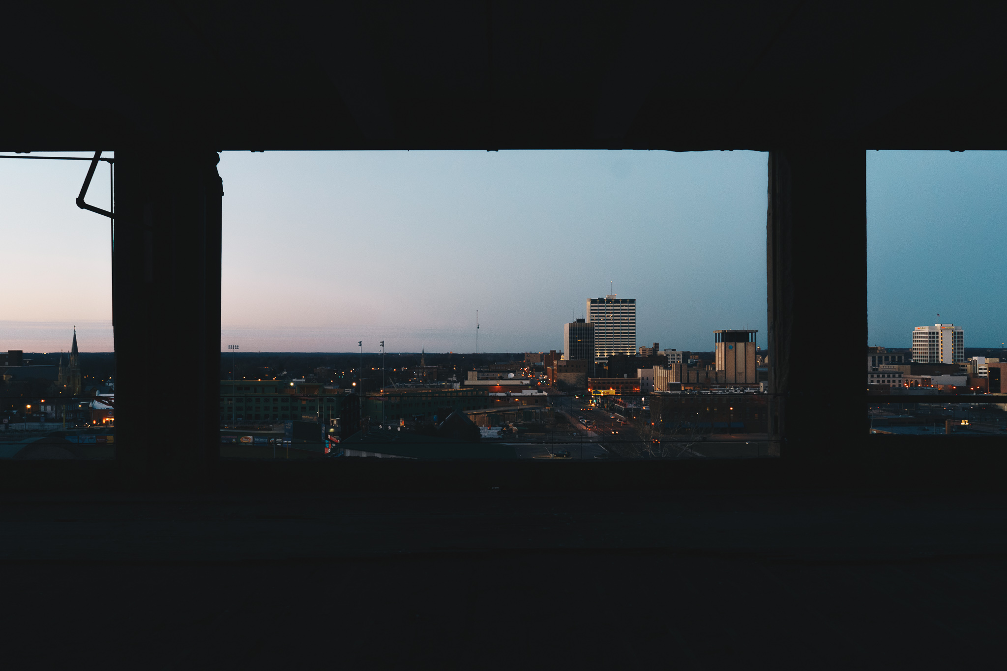 Studebaker Building 84 No. 4 A February 2018 photograph showing downtown South Bend from an upper floor of Studebaker Building 84, the main assembly plant of the former automaker’s sprawling South Bend Plant 1.