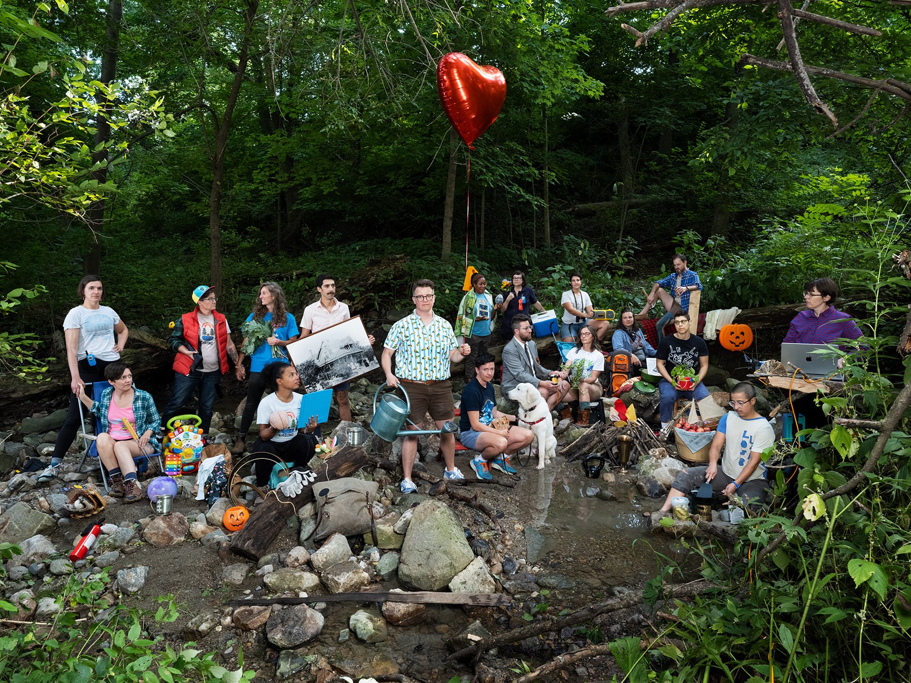  I first imagined all of us in and along the Milwaukee River, colored strings weaving a web between everyone, showing histories of connection, some intimate, some pained, some with repair. A queer baptism in Milwaukee waterways.    We're not a group,