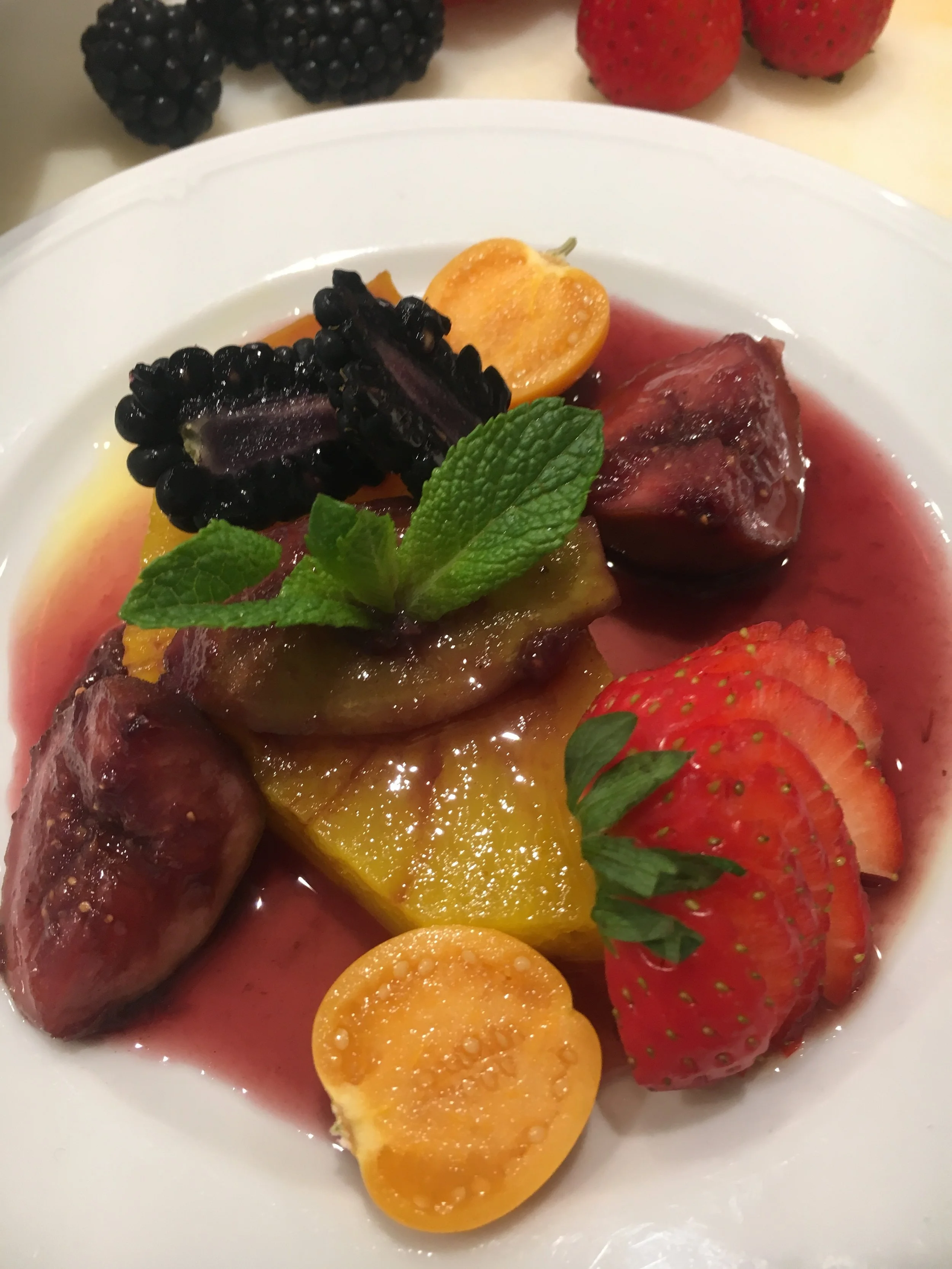 Glazed Pineapple on Fig Compote