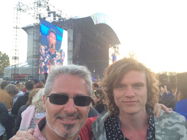 Castlerock Studios Owner, John Stretford & Singer Songwriter, Johnny Lucas, the EBPR Party at Isle of Wight Festival 2015