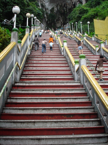 Up the steps we go... me puffing like a steam train!