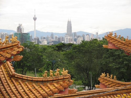 View from the top level of the temple - KL Tower and Twin Towers