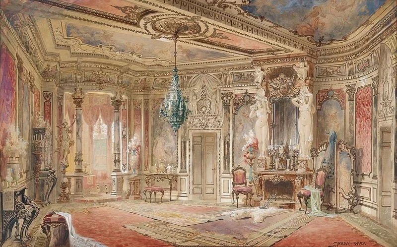Great Chamber - ‘Salon in Makartstil’ by Georg Janny (wikipedia) - ‘Makartstil’ referred to Janny’s aesthetic of painting in brilliant colours and fluid forms.