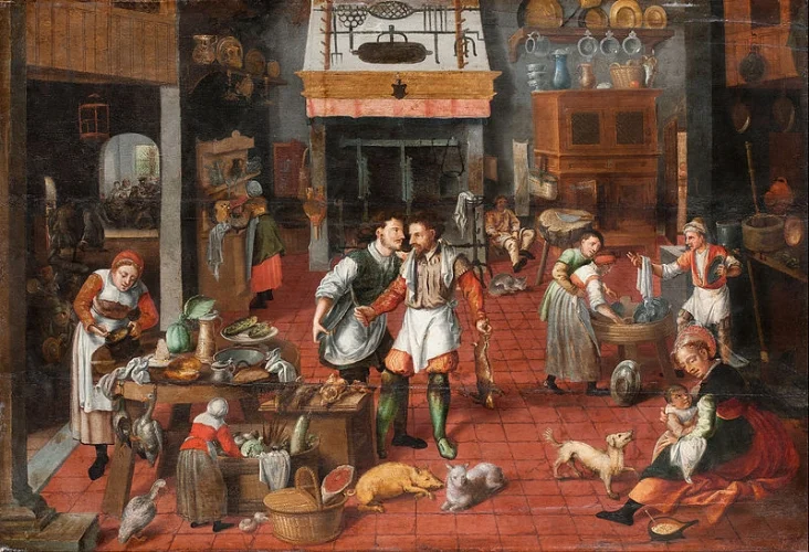 ‘Kitchen Interior’ ~ Marten van Cleve, circa 1565