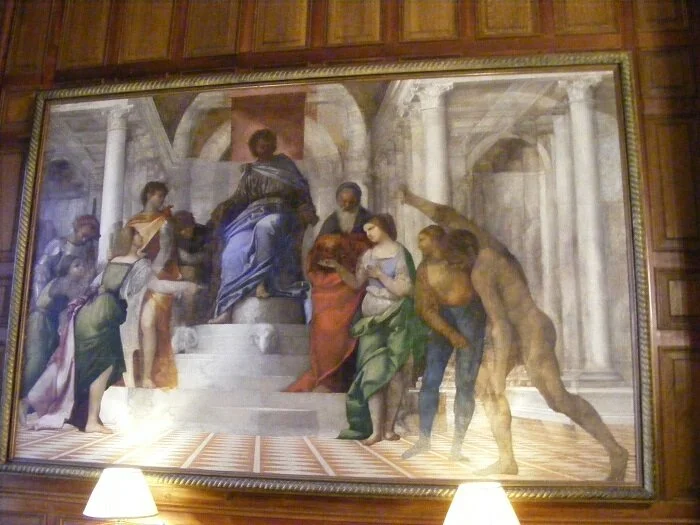 ‘The Judgement of Solomon’ - Sebastiano del Piombo (unfinished). Recent restoration has revealed 3 different layers. This hangs in the Dining Room.