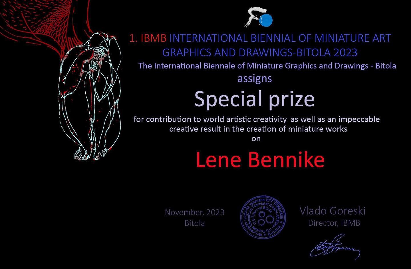 &bull;
&lsquo;For who expects nothing,
all that comes is grateful&rsquo;
- Fernando Pessoa

Thank you so much to Vlado Goreski and team.  Grateful for the invitation and happy to be part of the 1st International Biennial of Graphic Art and Miniature 