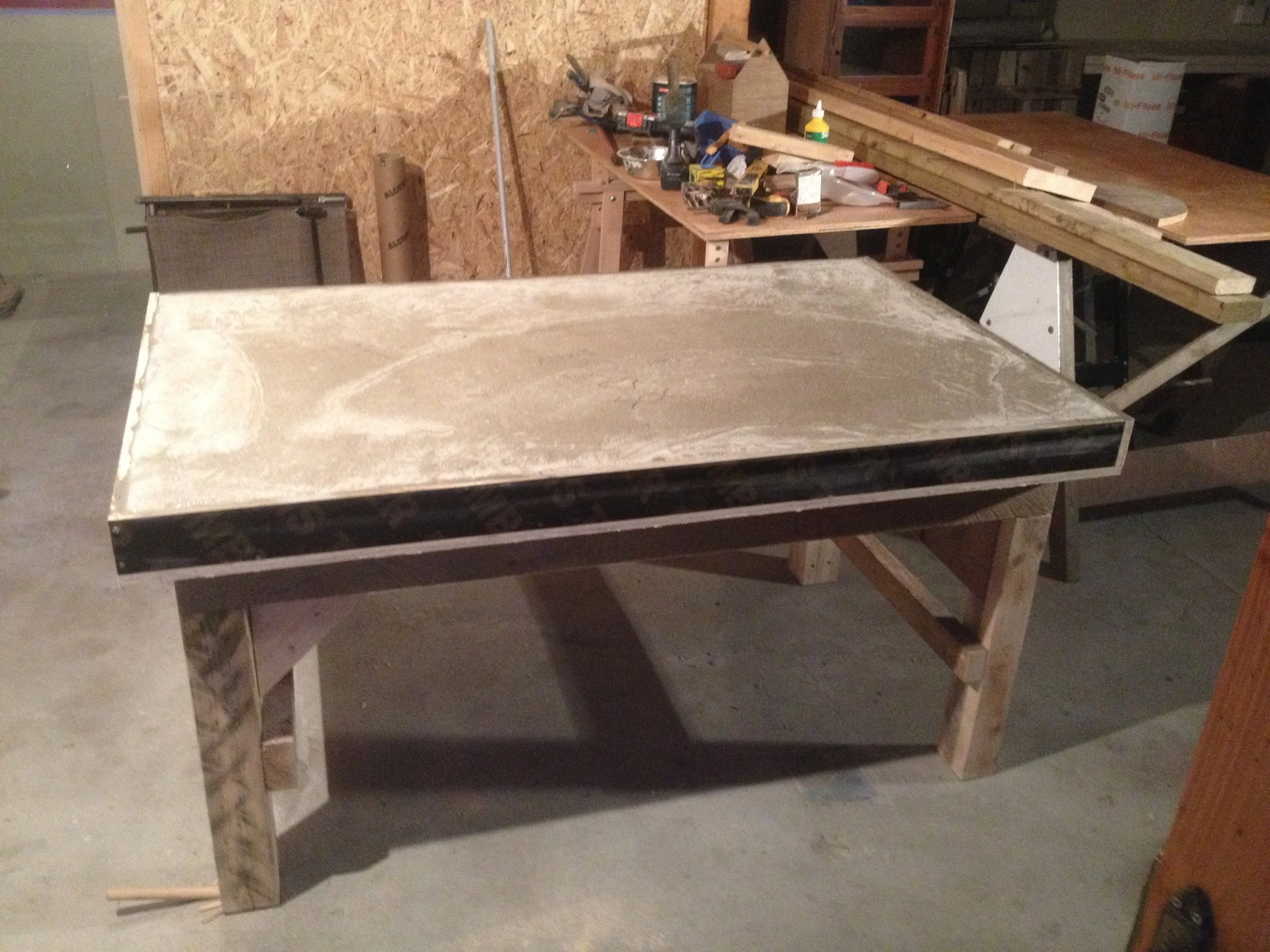 A cement table for wedging clay
