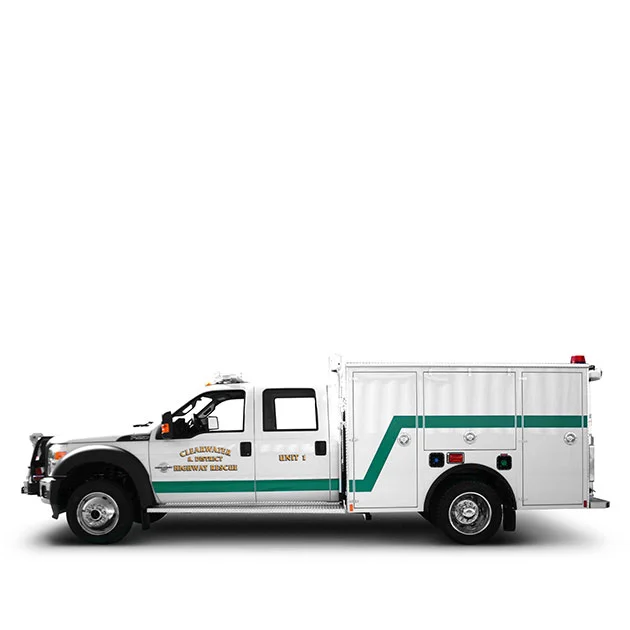 CLEARWATER & DISTRICT RESCUE Built on a Ford F550, 4 Door Chassis, Clearwater & District Rescue Apparatus utilizes a6.7L Powerstroke Engine and a Torque-Shift Automatic Transmission which yields 300 horse power.